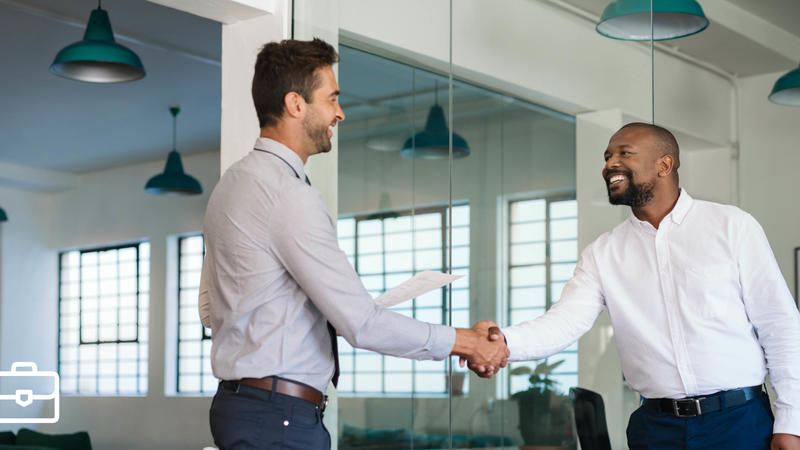 Two guys shaking hands