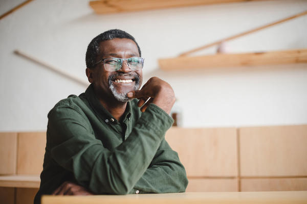 Smiling retiree